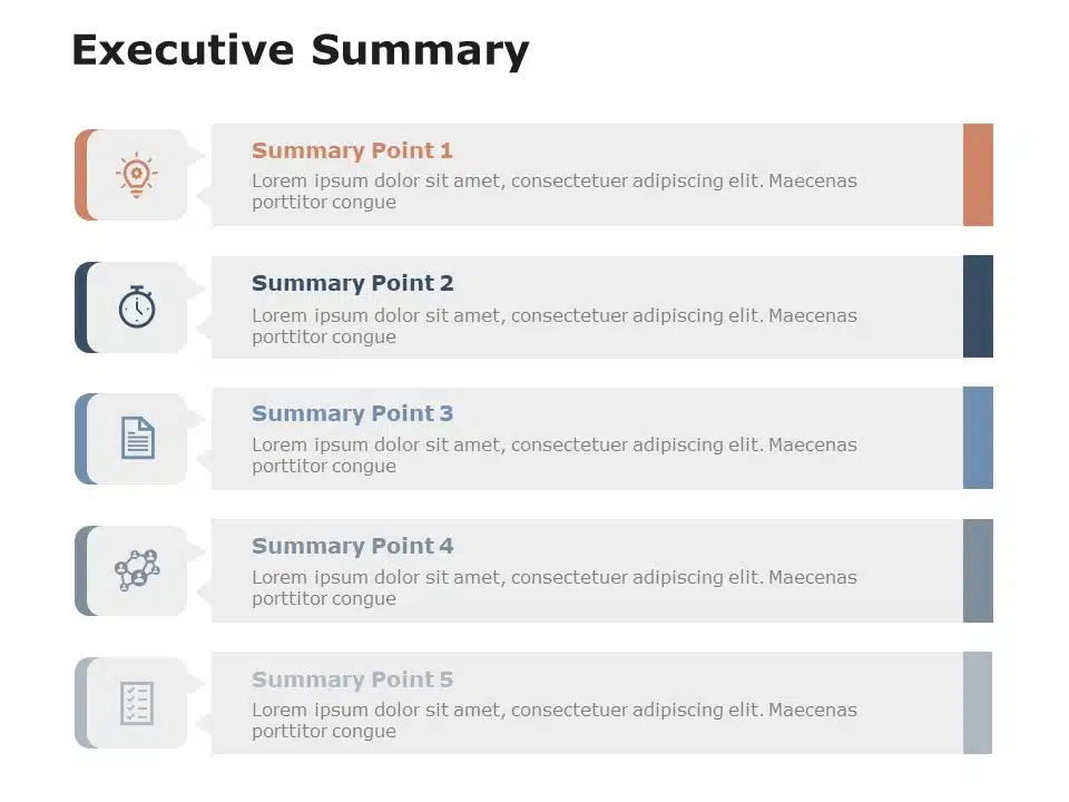 Executive Summary Slides 5 Steps PowerPoint Template & Google Slides Theme