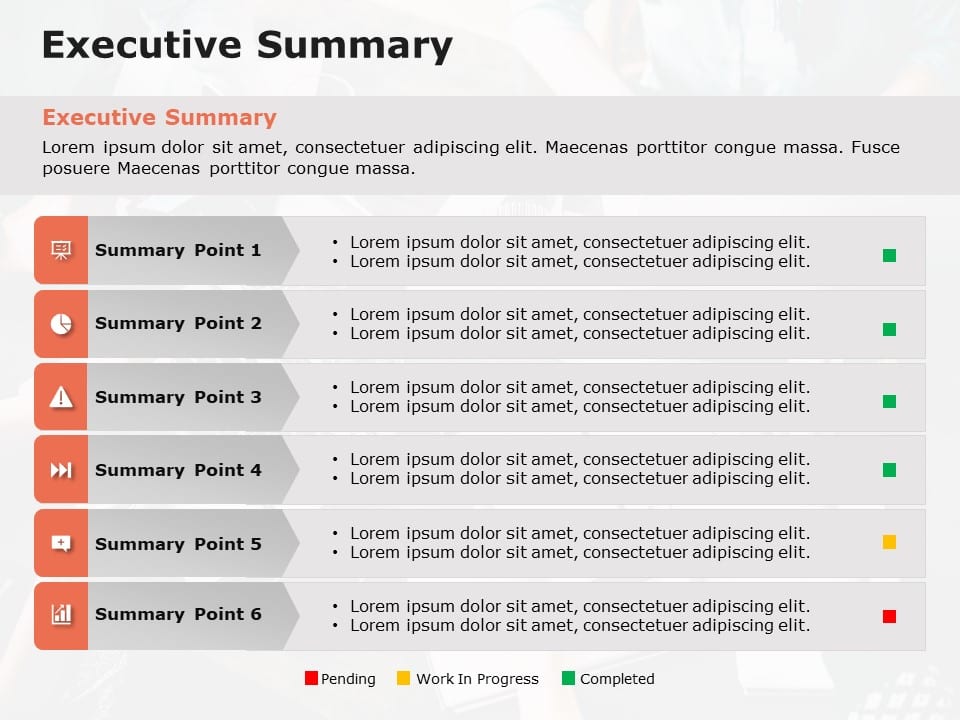 Executive Summary Slides Project Status Update PowerPoint Template