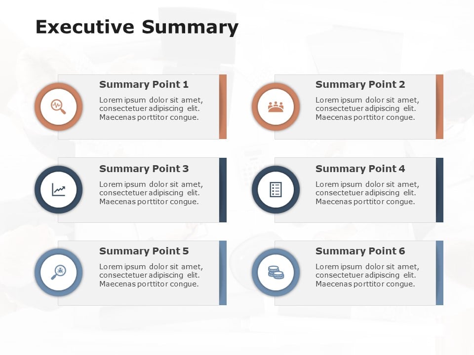 6 Point Summary Example Executive Summary Slide 6 Points PowerPoint Template