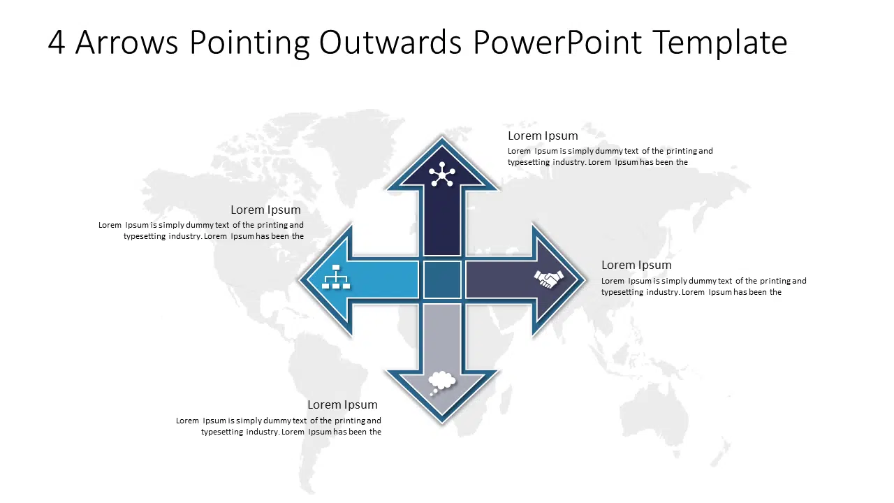 4 Arrows Pointing Outwards PowerPoint Template & Google Slides Theme