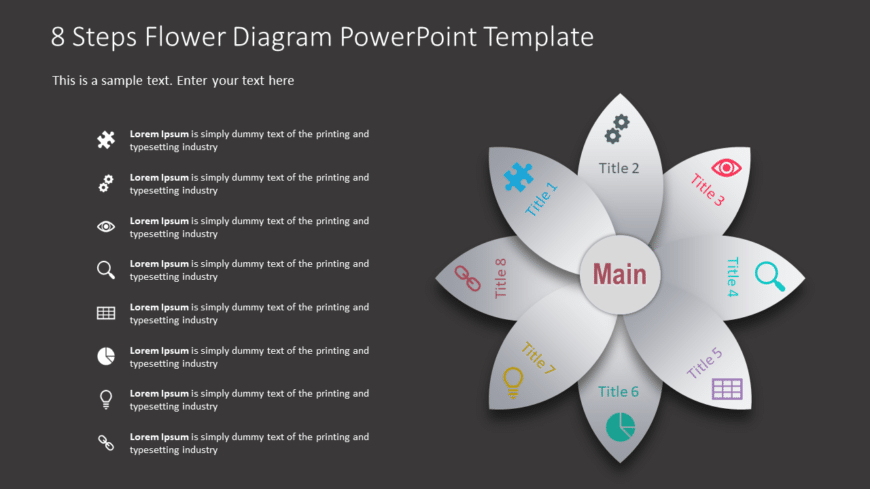 8 Steps Flower Diagram PowerPoint Template