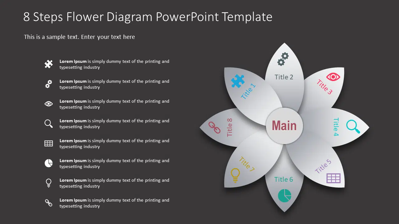 8 Steps Flower Diagram PowerPoint Template & Google Slides Theme