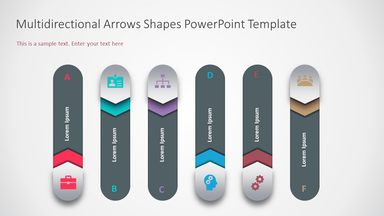 Multidirectional Arrows Shapes PowerPoint Template