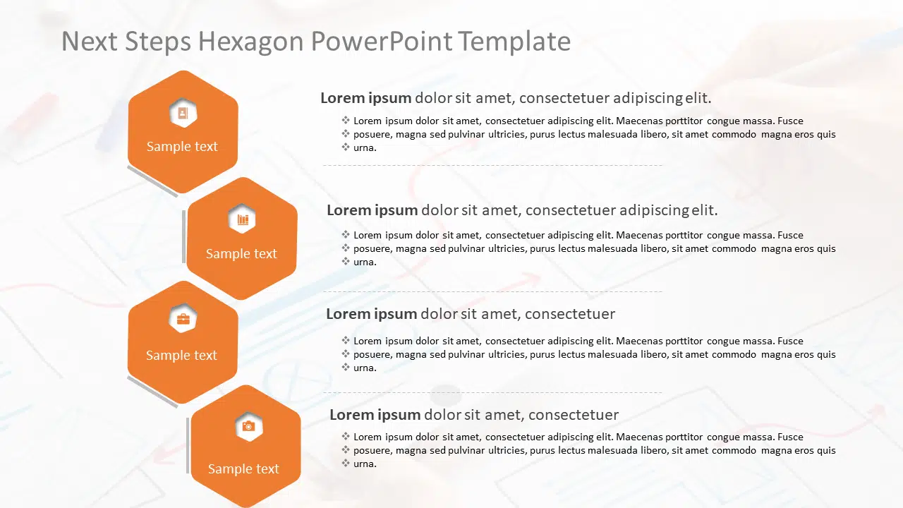 Next Steps Hexagon PowerPoint Template & Google Slides Theme