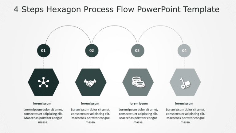 4 Steps Hexagon Process Flow PowerPoint Template