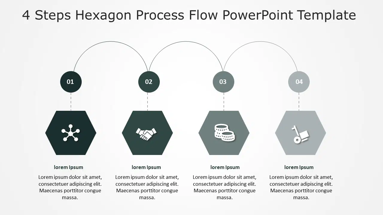 4 Steps Hexagon Process Flow PowerPoint Template & Google Slides Theme