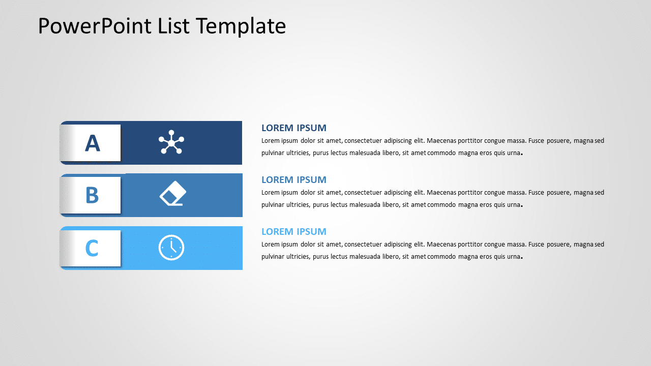 Example Powerpoint To List Each Topic Blue and Gray Numbered List Infographic for Business Presentation ...