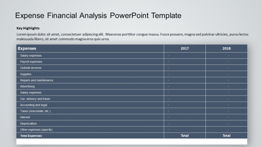 Expense Financial Analysis PowerPoint Template