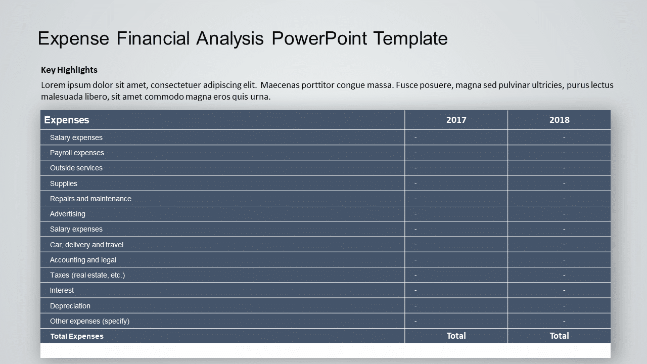Expense Financial Analysis PowerPoint Template & Google Slides Theme