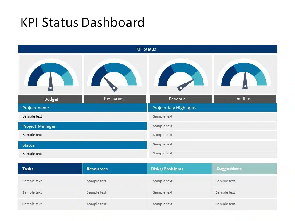 project status dashboard template powerpoint