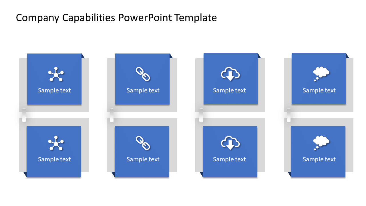 Blue Capability Matrix with Icon Highlights Powerpoint Template