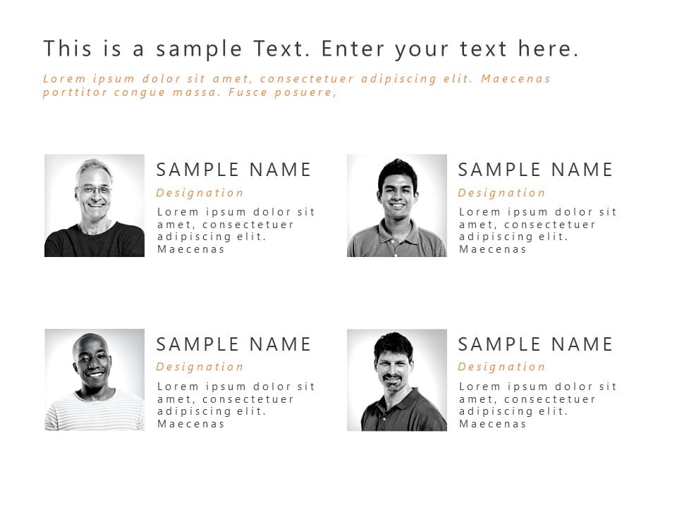 Project Team Introduction Layout Black and White Team Introduction Grid Layout Slide Template