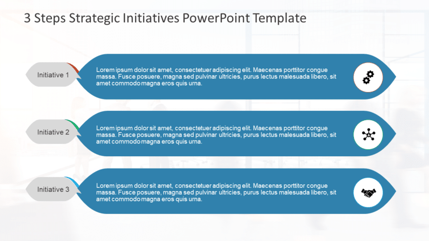 3 Steps Strategic Initiatives PowerPoint Template