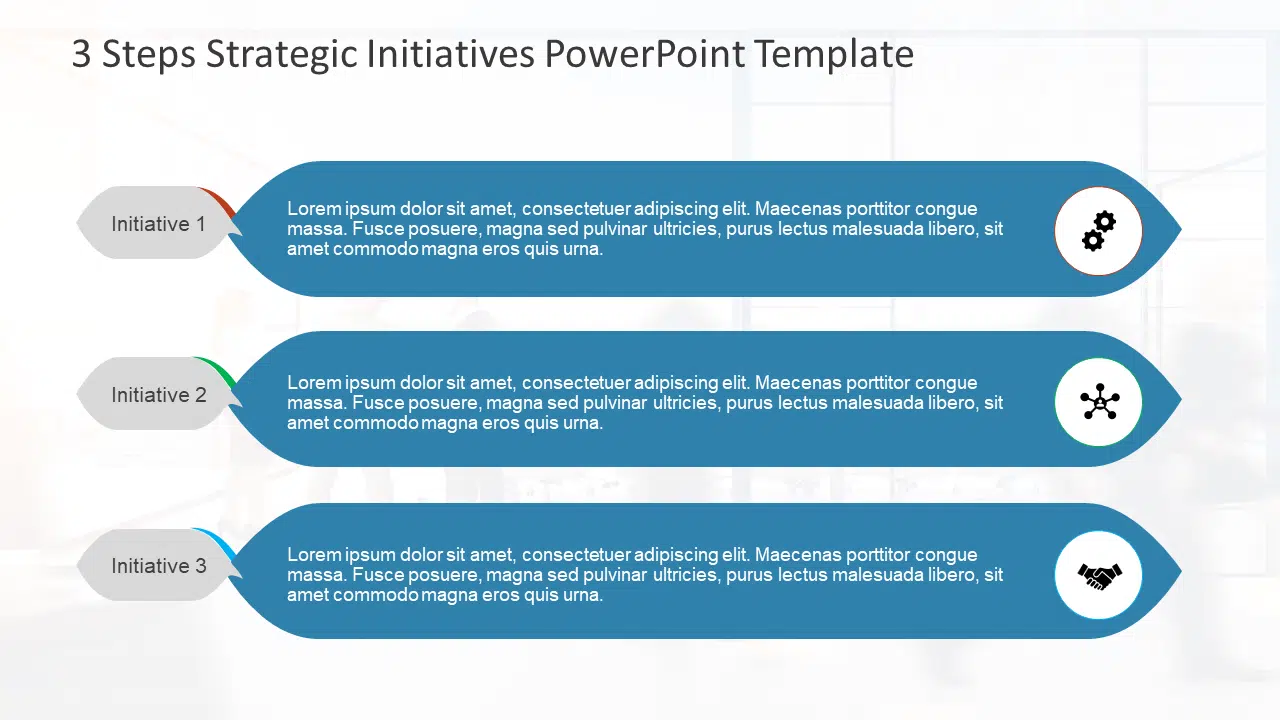 3 Steps Strategic Initiatives PowerPoint Template & Google Slides Theme