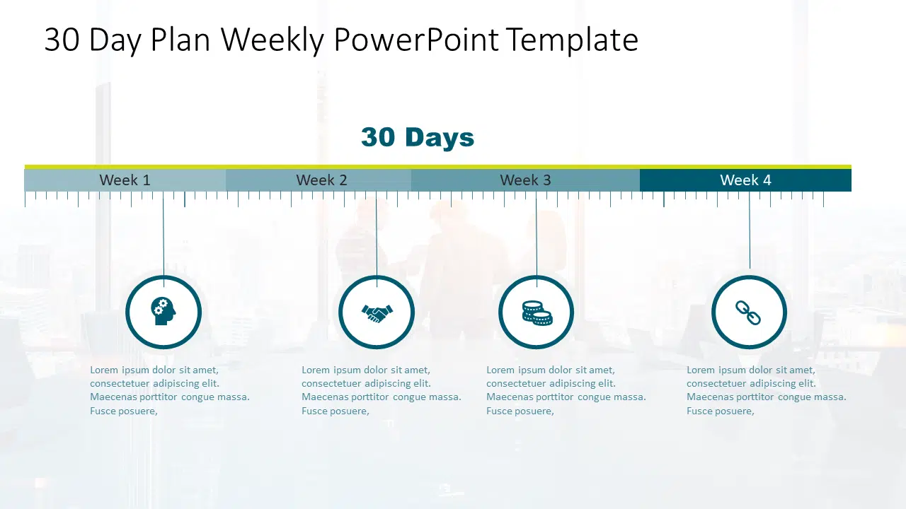 30 60 90 Day Plan Weekly PowerPoint Template & Google Slides Theme