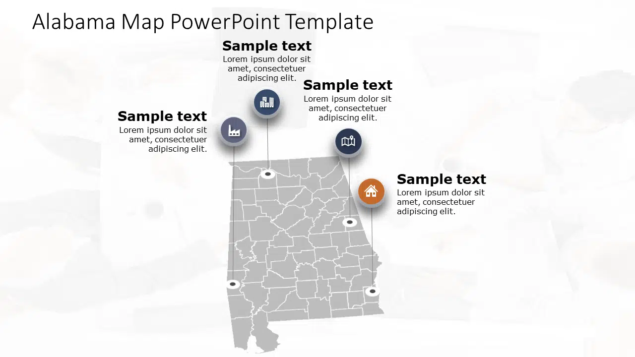 Alabama Map 5 PowerPoint Template & Google Slides Theme