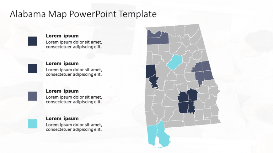 Alabama Map 6 PowerPoint Template