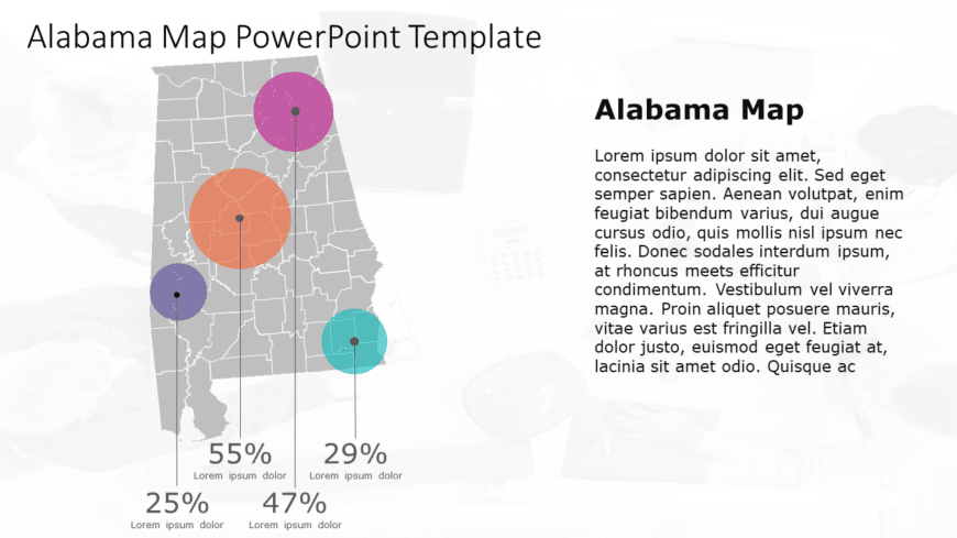 Alabama Map 8 PowerPoint Template