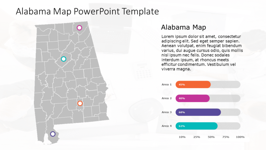Alabama Map 9 PowerPoint Template