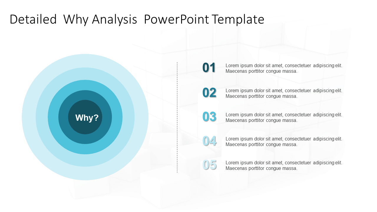 Blue Concentric Circles Why Analysis Diagram Slide Template