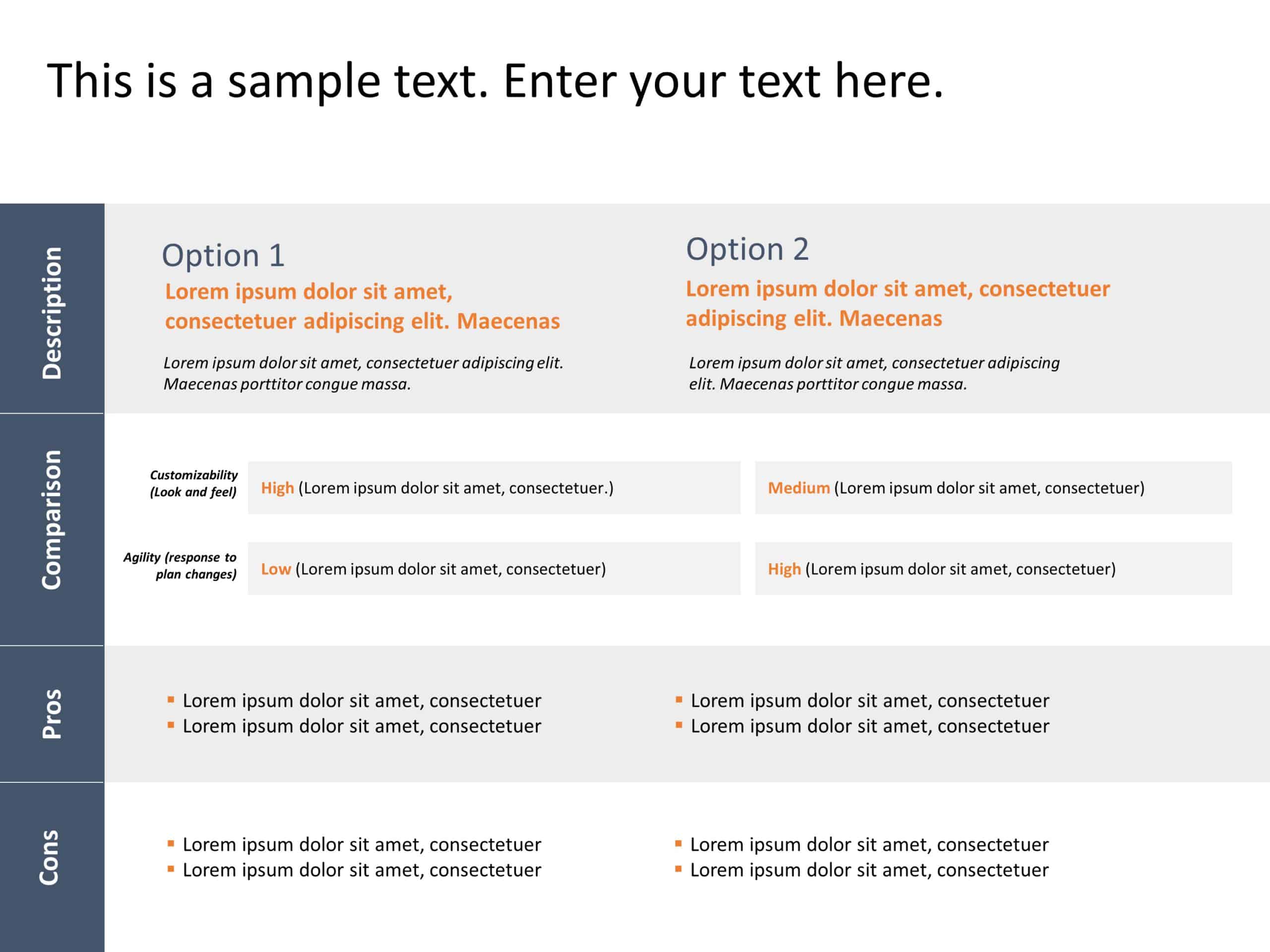 Orange and Gray Option Comparison Table for Business Decisions ...