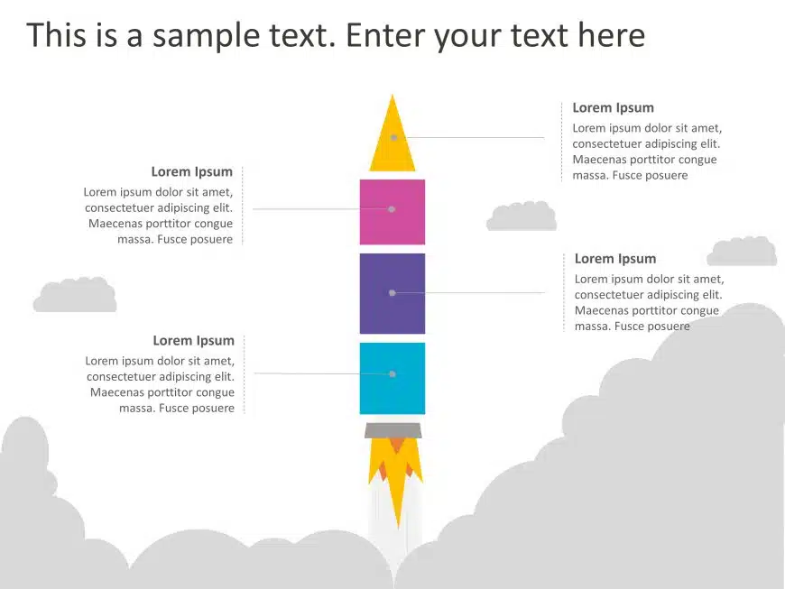 4 Steps Rocket Growth PowerPoint Template