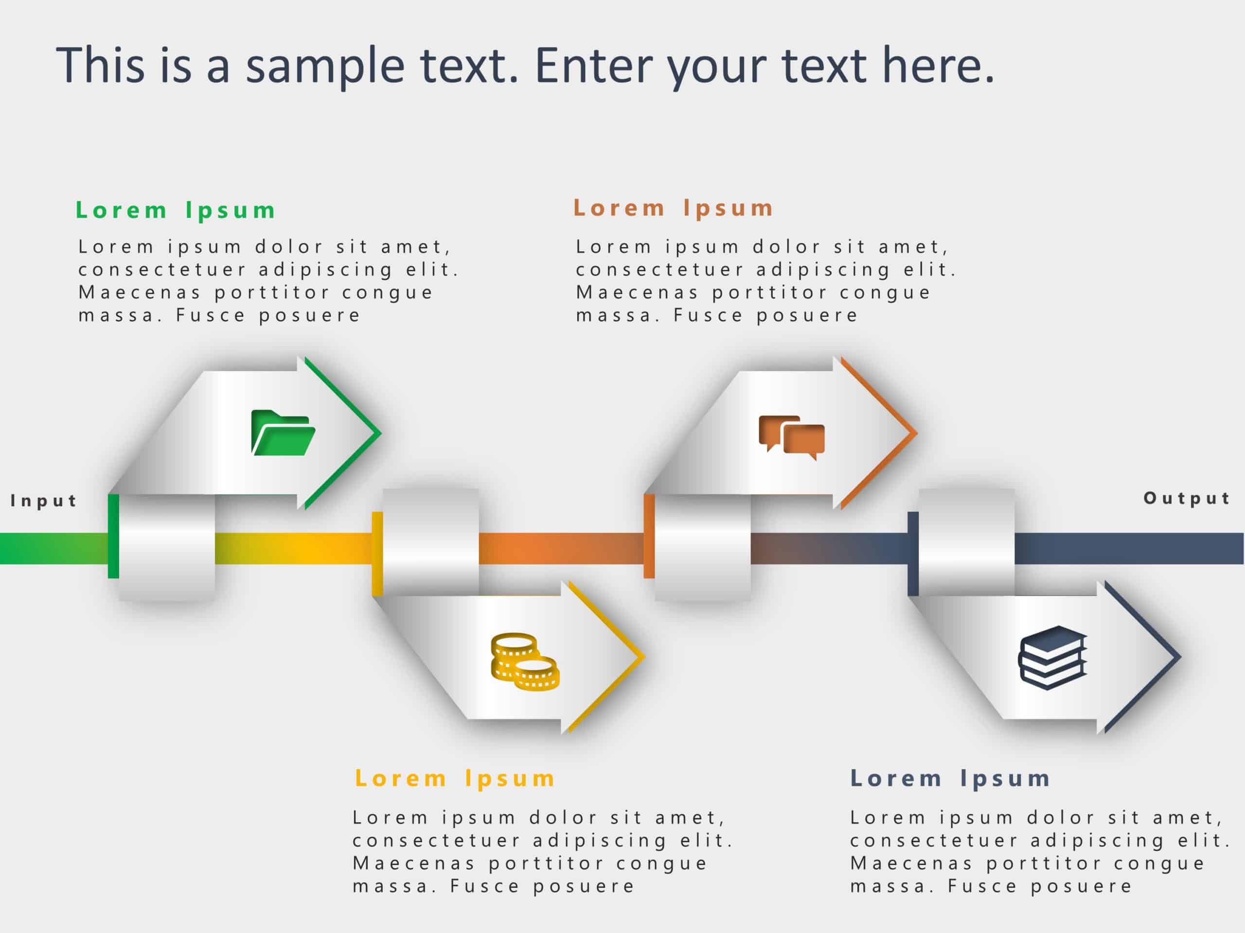 Gradient Arrow Workflow with Icon Steps Powerpoint Template