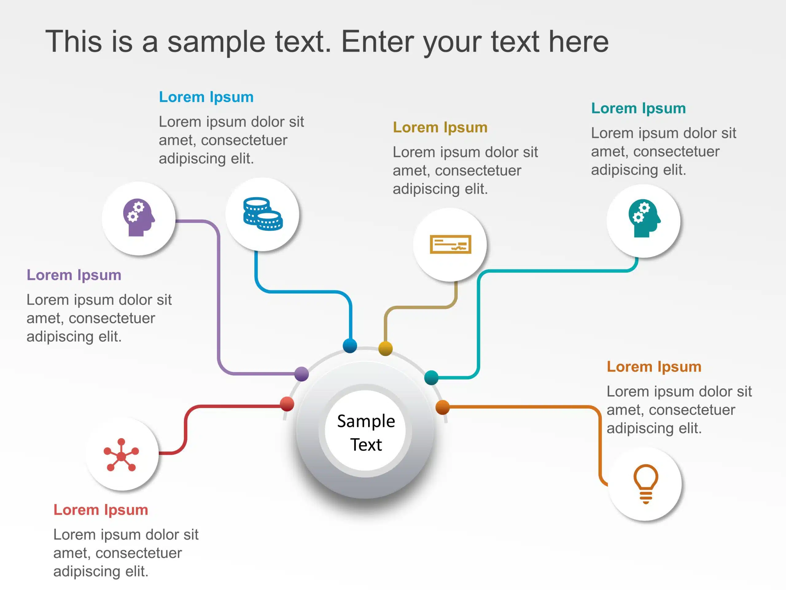 6 Steps Circular Product Features PowerPoint Template & Google Slides Theme