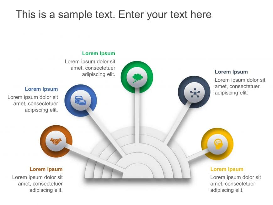 5 Steps Radial Product Features PowerPoint Template