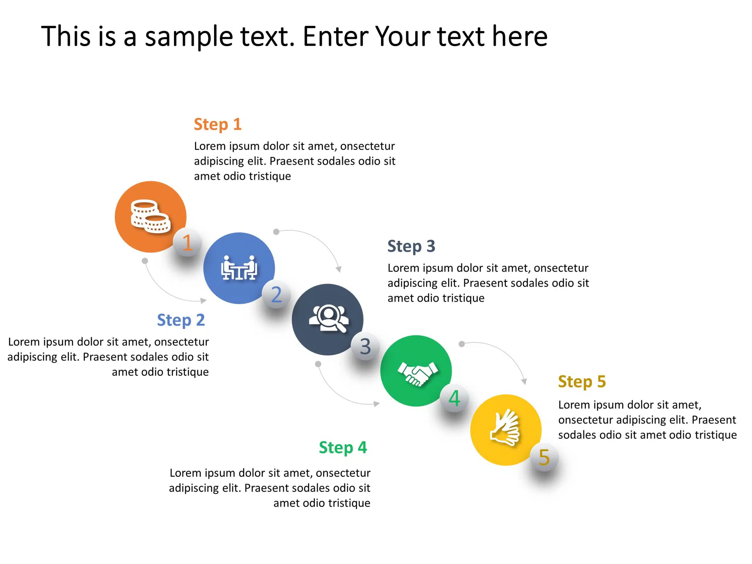 5 Steps Circular Process PowerPoint Template & Google Slides Theme