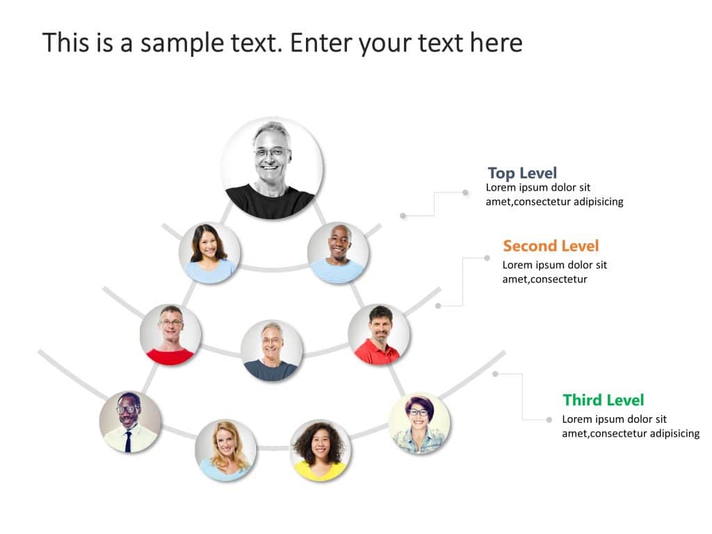 3 Level Org Chart PowerPoint Template