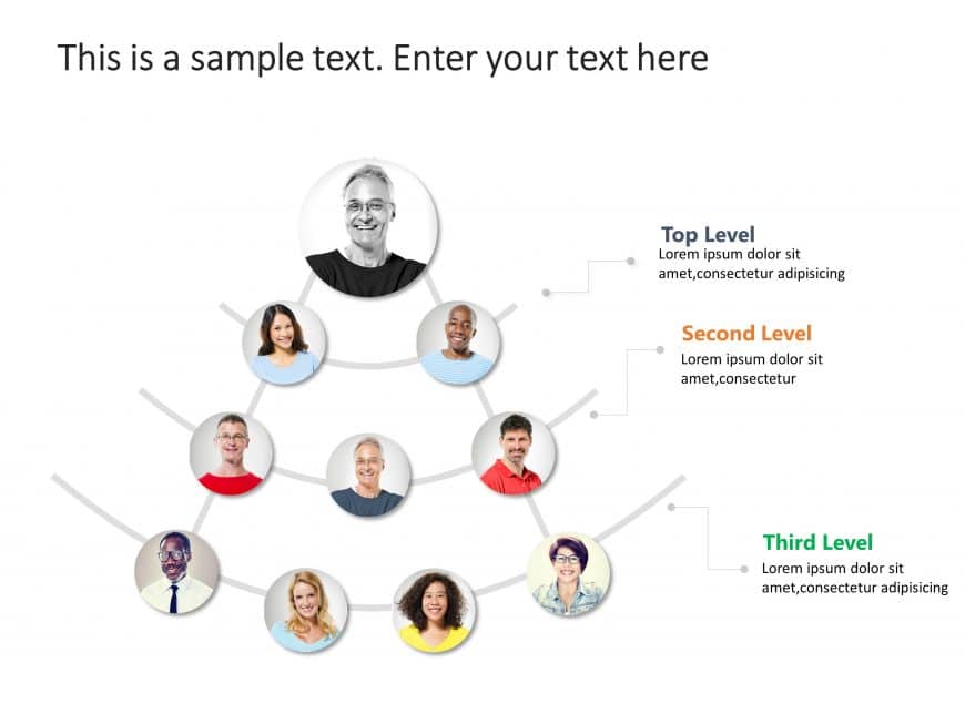 3 Level Org Chart PowerPoint Template