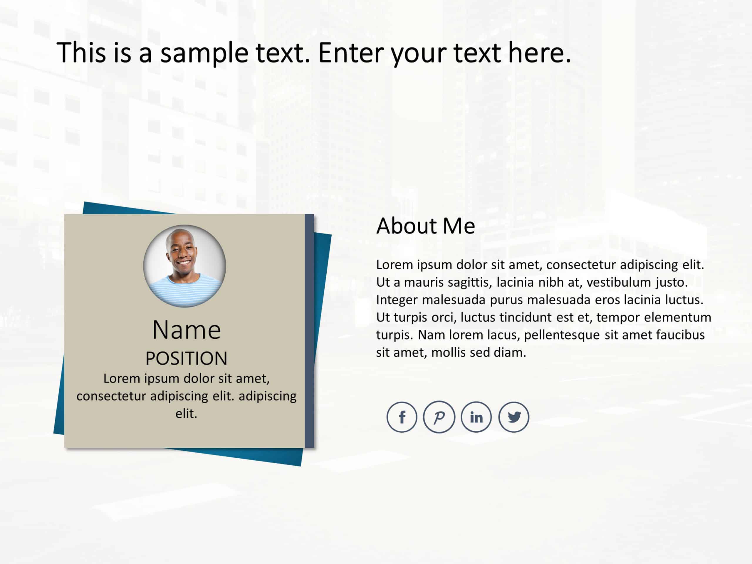 Profile Card Powerpoint Element Beige and Blue Personal Profile Card Layout Presentation Template