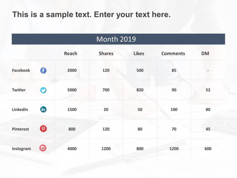 Monthly Social Media Update Dashboard PowerPoint Template