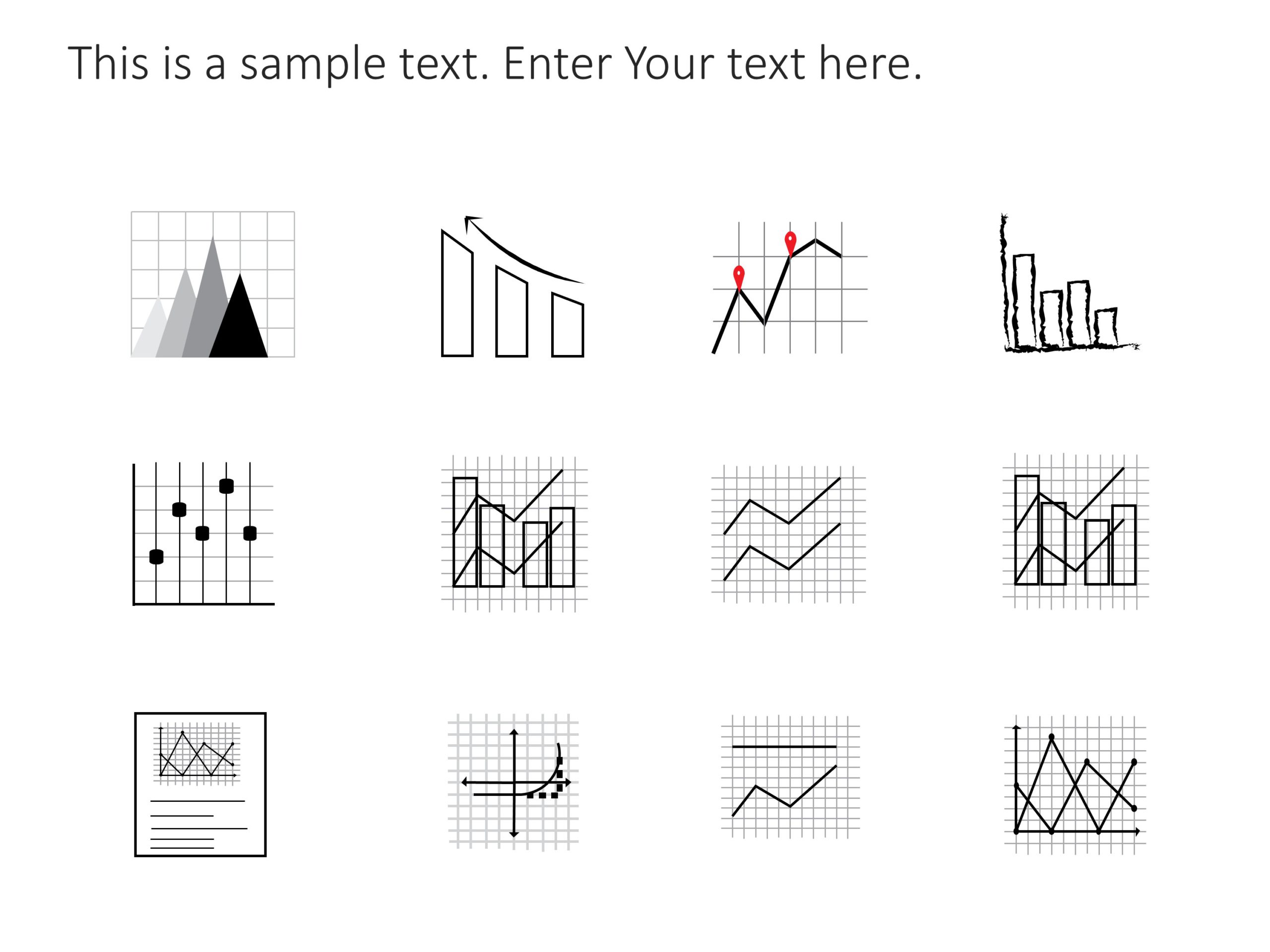 Free Monochrome Graph Icon Set for Data Analysis Presentation Template