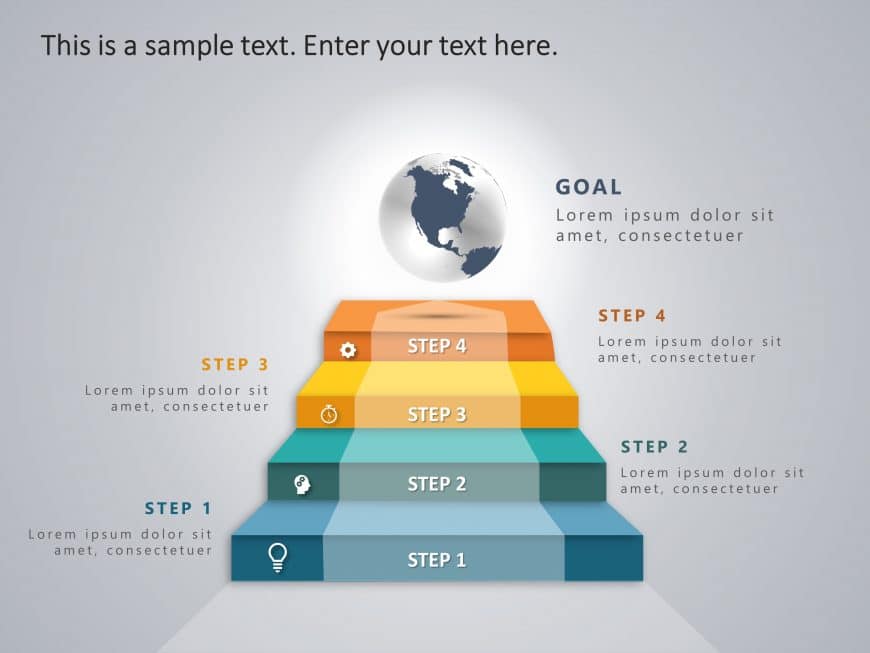 4 Steps Business Strategy Ladder PowerPoint Template