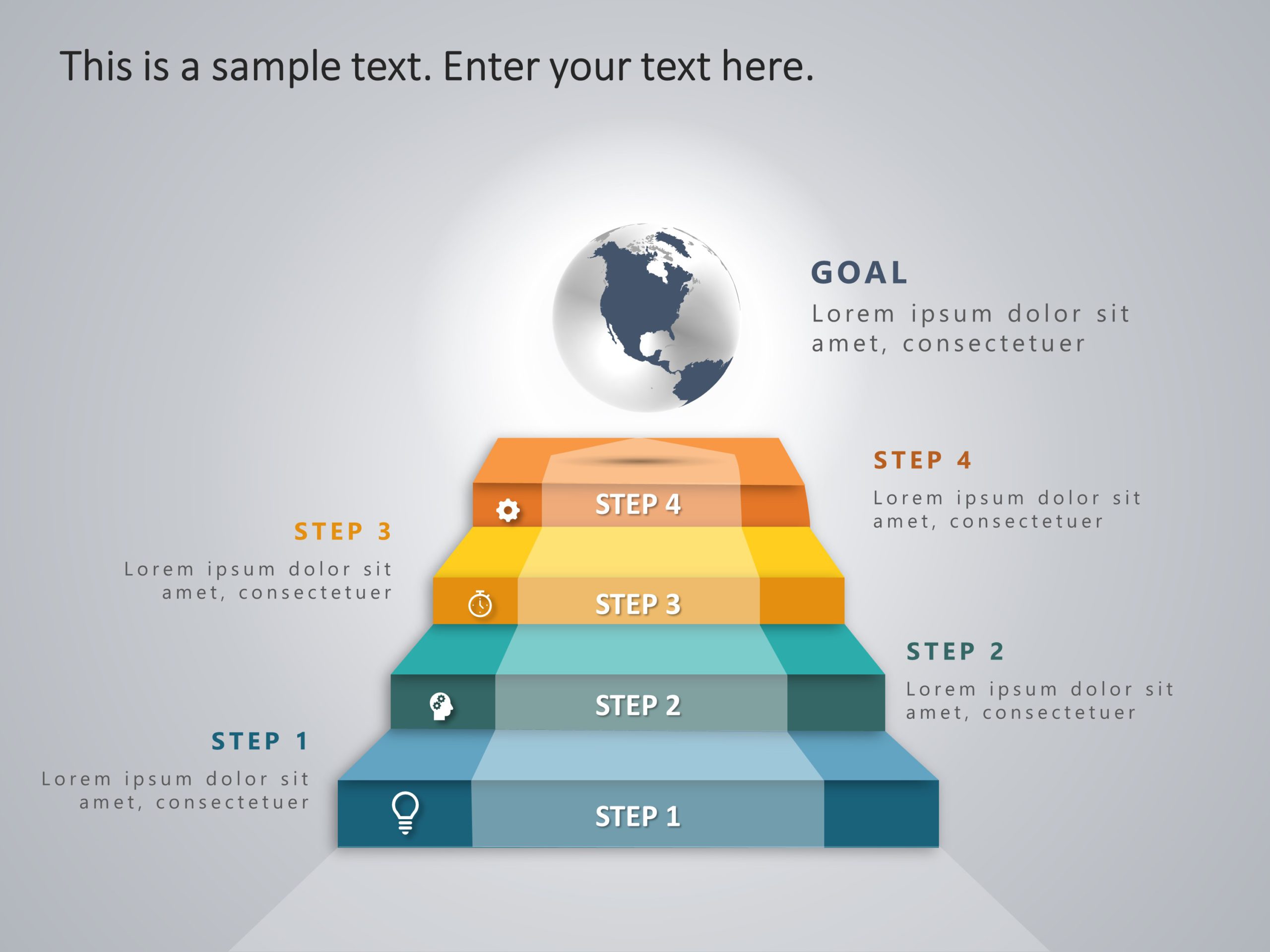 4 Steps Business Strategy Ladder PowerPoint Template
