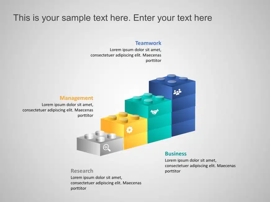 4 Steps Strategic Priorities Puzzle Blocks PowerPoint Template