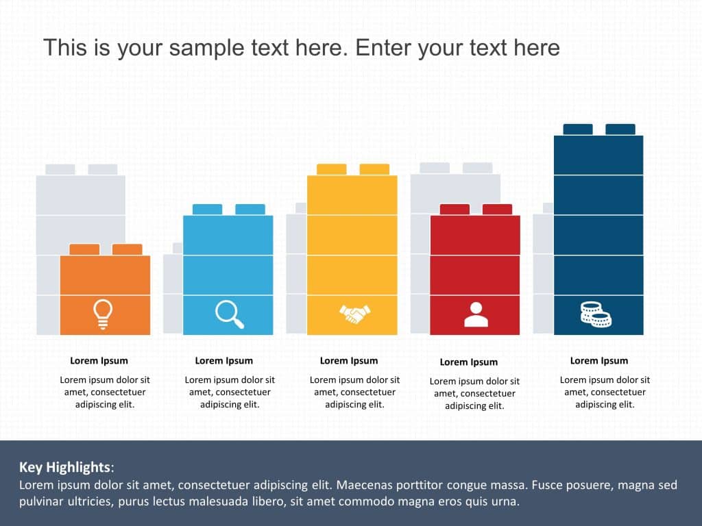 5 Steps Strategic Initiatives Puzzle Blocks PowerPoint Template