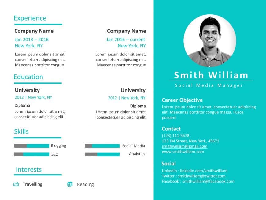 Professional Resume Slide Design