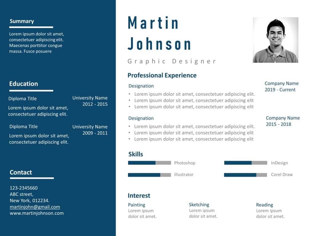 visual resume powerpoint templates free download
