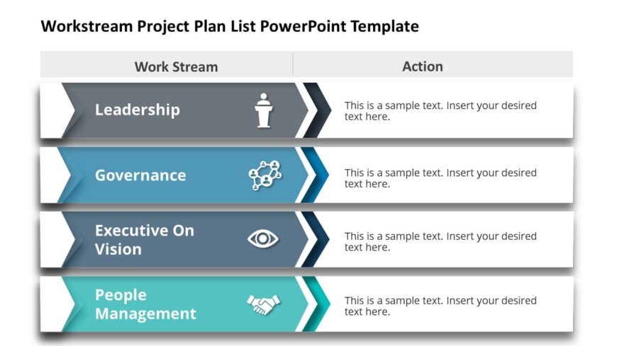 Workstream Project Plan List PowerPoint Template