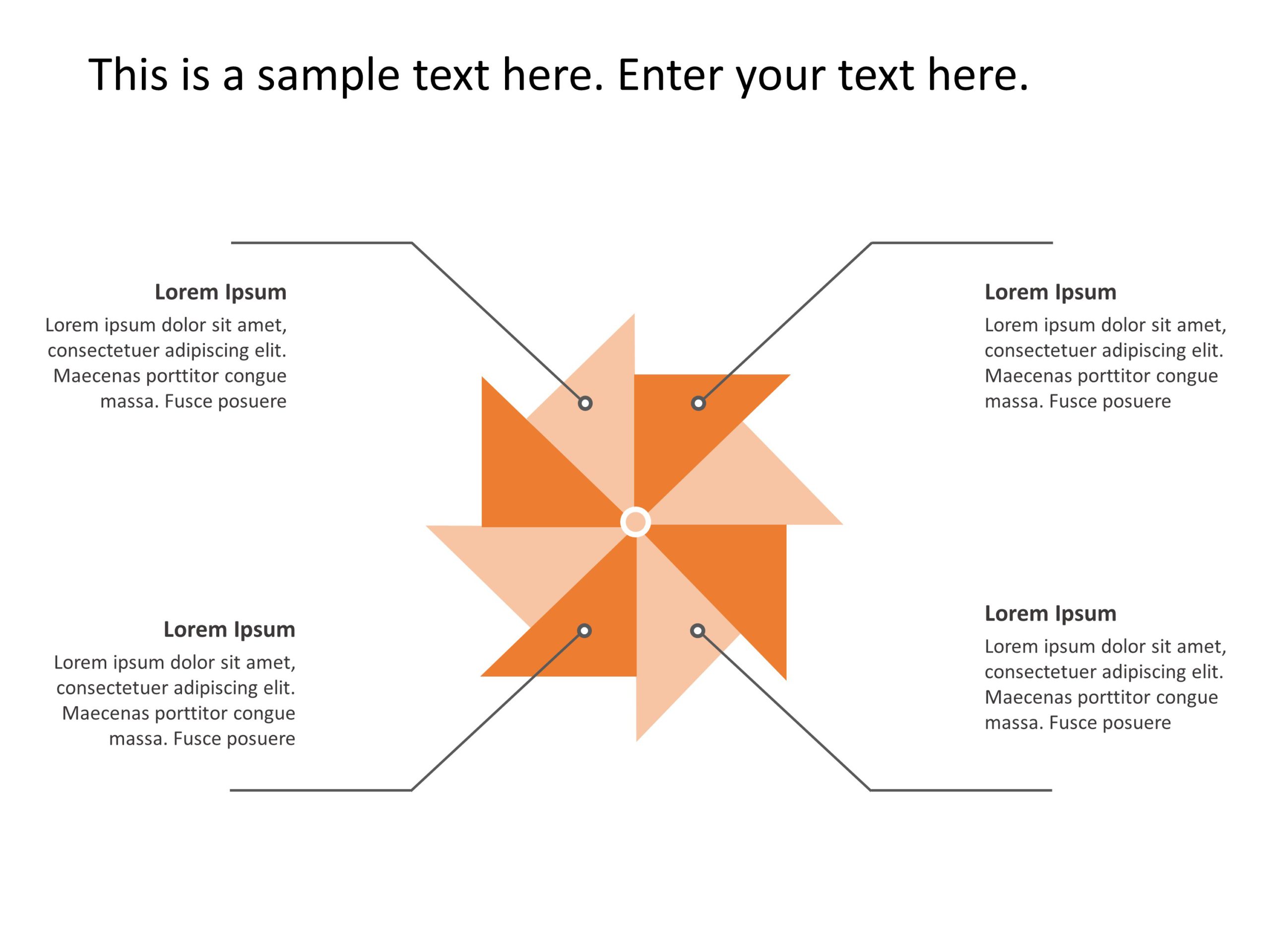 Free Orange Pinwheel Diagram for Business Concepts Presentation Template