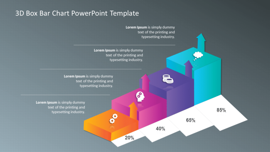 3D Box Bar Chart PowerPoint Template