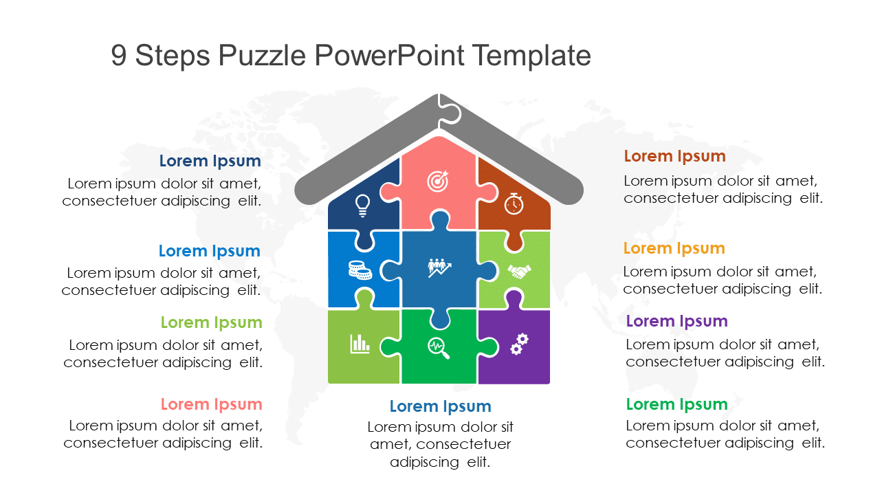 9 Steps Puzzle PowerPoint Template & Google Slides Theme
