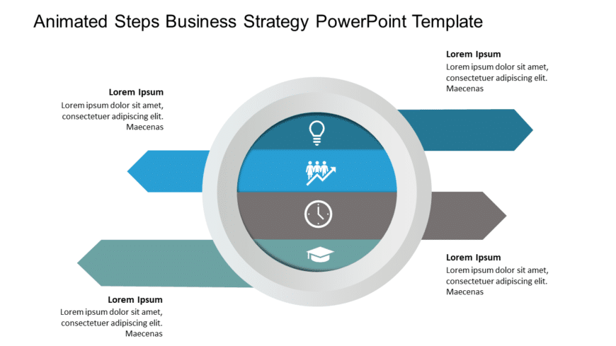 Animated 4 Steps Business Strategy PowerPoint Template