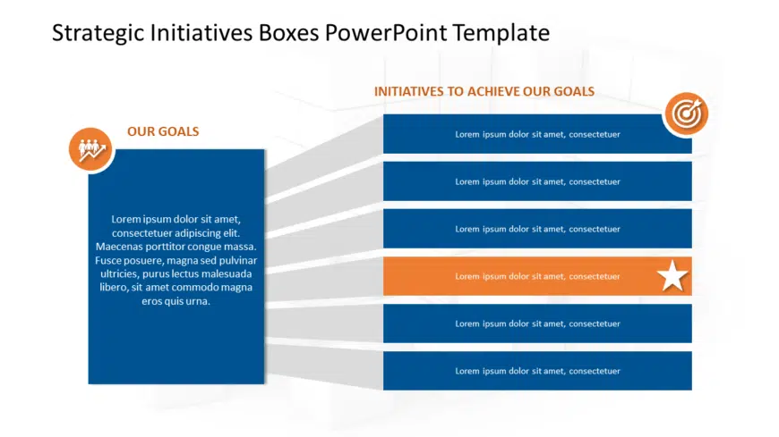 Strategic Initiatives Boxes PowerPoint Template