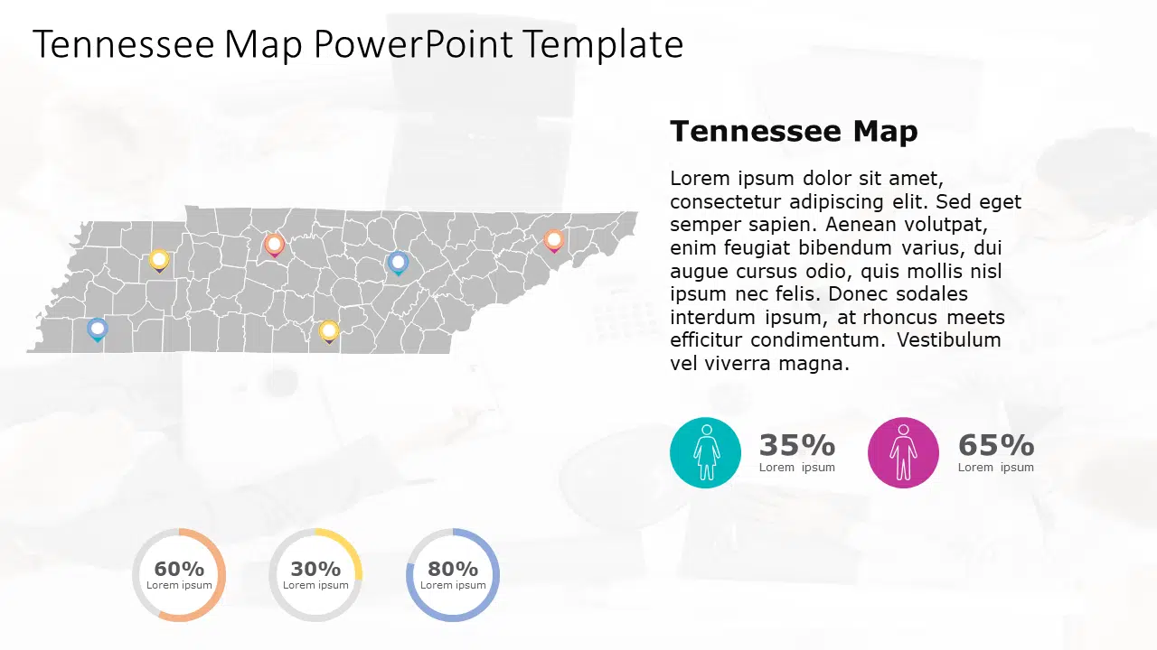 Tennessee Map 8 PowerPoint Template & Google Slides Theme