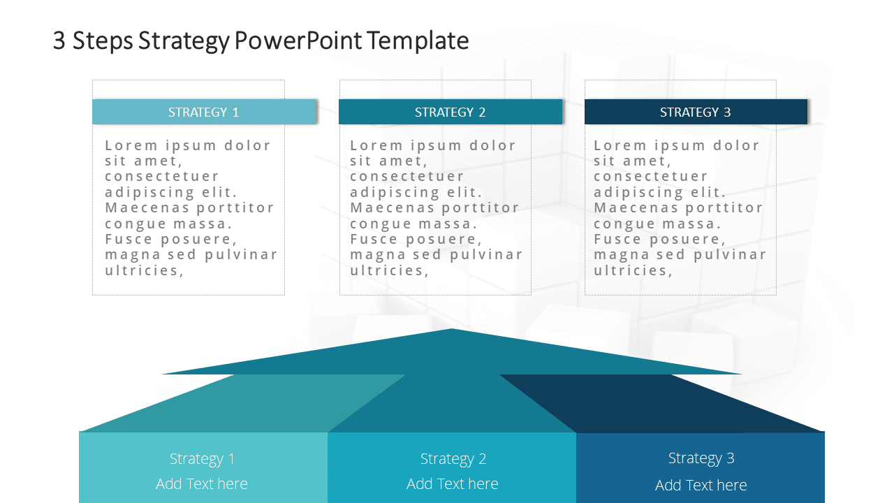 Strategy Pack Slides 3 Column Layout Teal Tri-Column Strategy Overview Presentation Template