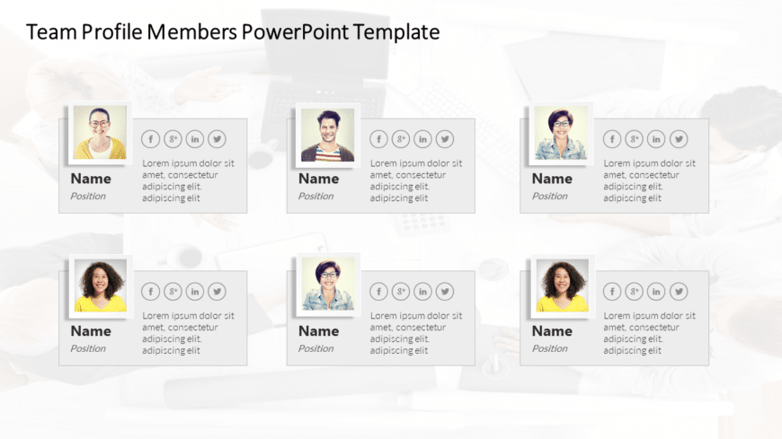 Team Profile 6 Members PowerPoint Template